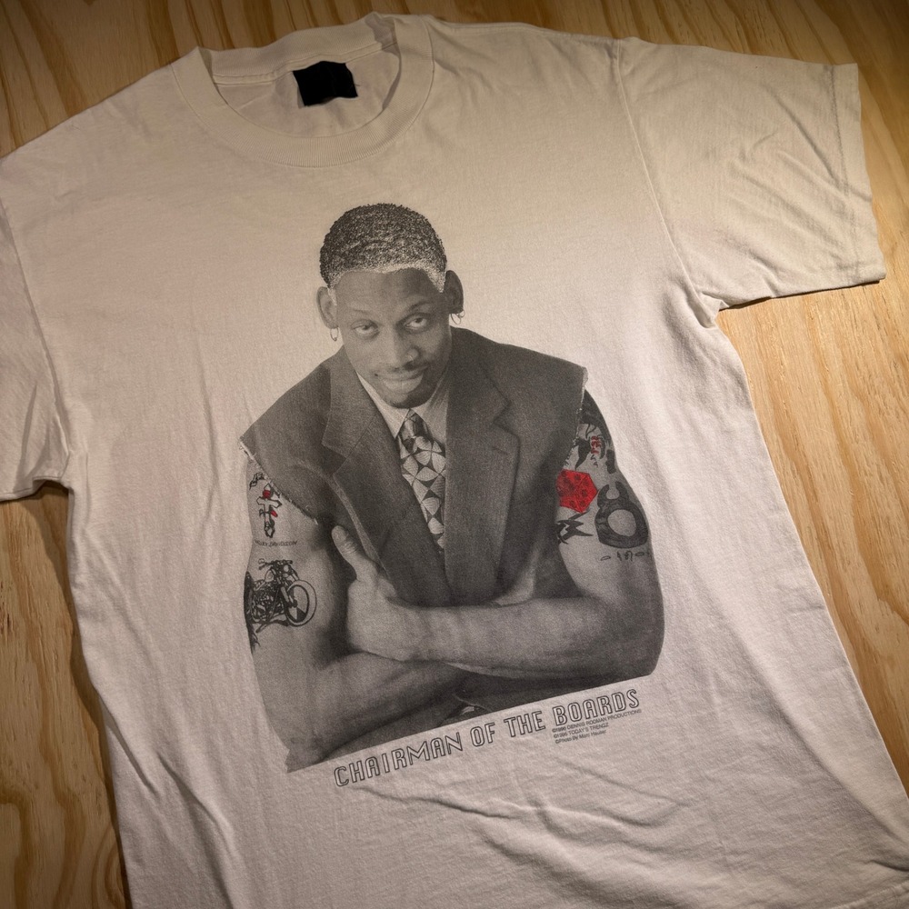 Vintage 1996 Dennis Rodman Chairman of the Boards Graphic T-Shirt White XL
